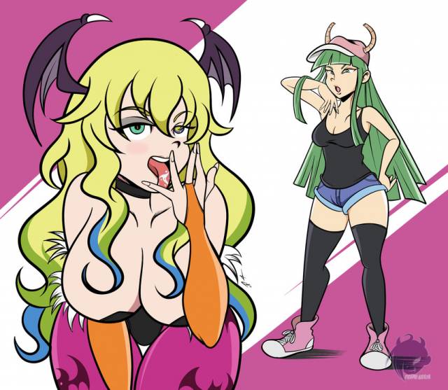 morrigan aensland+quetzalcoatl (dragon maid)